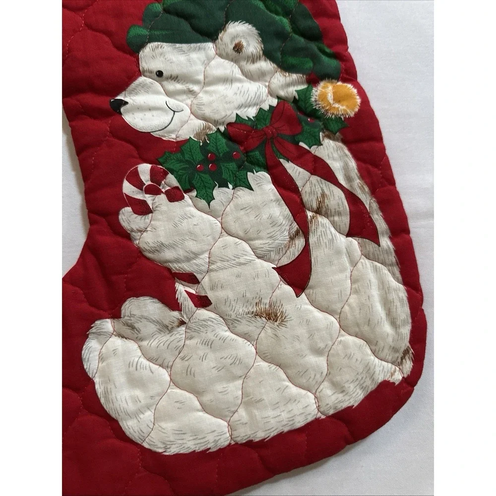 Vintage Handmade Quilted Christmas Stocking 14